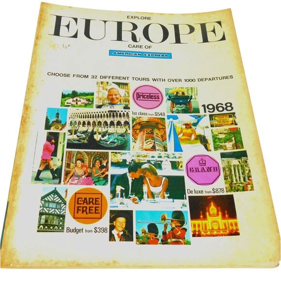 Vintage 1968 Psychedelic Retro Explore Europe American Express Travel Brochure - Picture 1 of 7